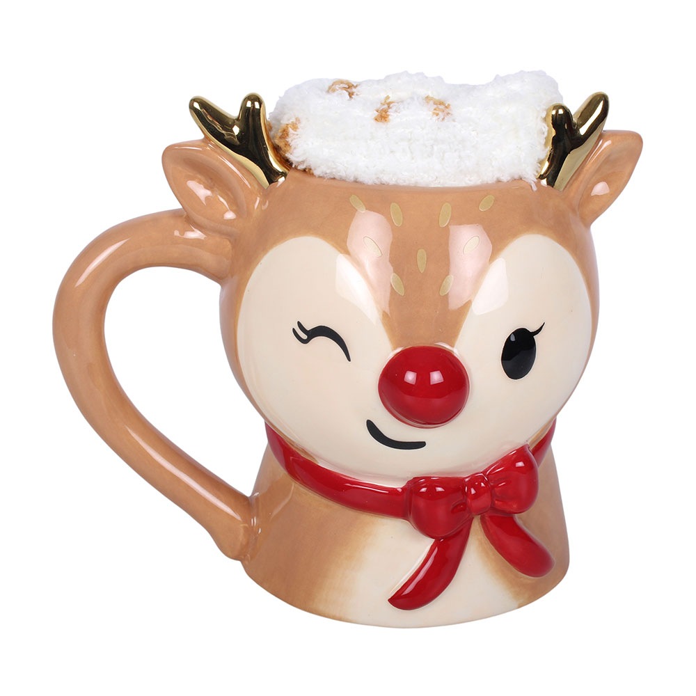 Something Different - Ruby the Reindeer Tasse et Chaussettes Ensemble - Multicolore